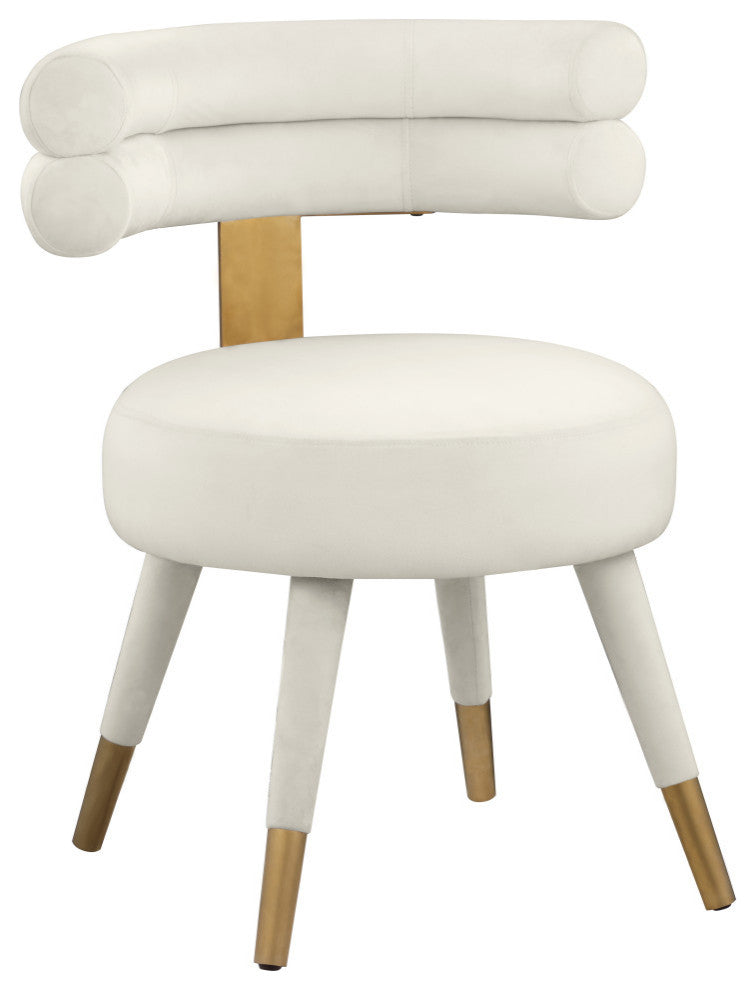 Fitzroy Velvet Upholstered Dining Chair (Set of 2), Cream