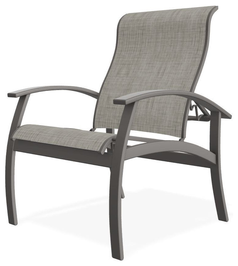 Belle Isle Sling Adjustable Outdoor Dining Chair, Smoke/Warm Gray