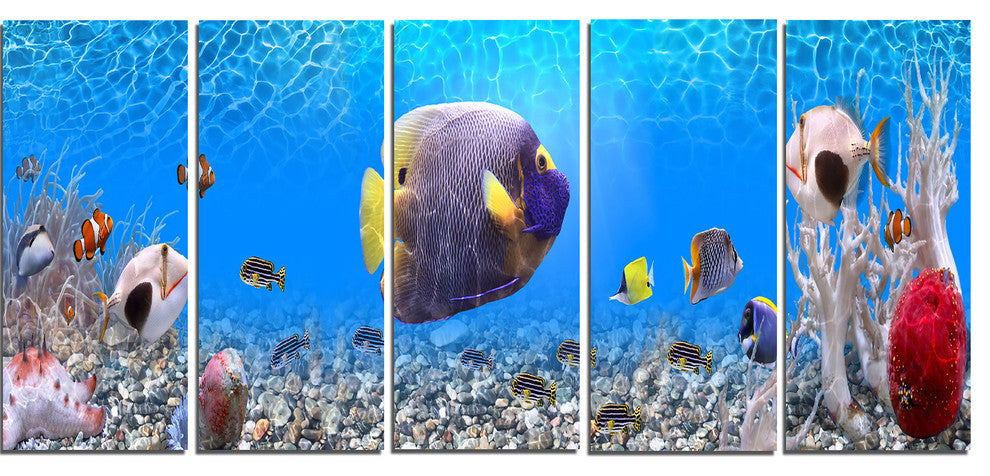Underwater Universe Panorama, Landscape Canvas Art Print, 60"x28", 5 Panels