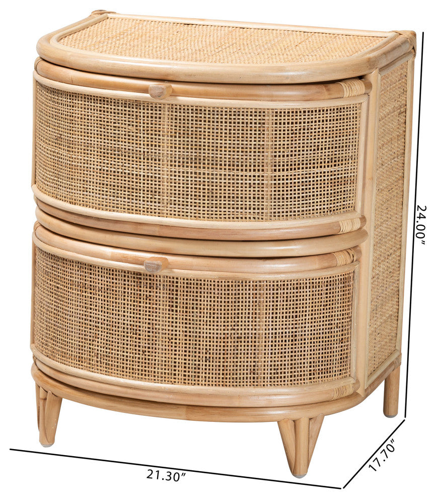 Fabia Natural Brown Rattan Nightstand