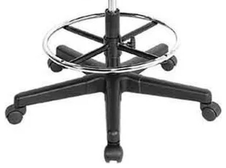 Modern Office Drafting Chair, Ergonomic Mesh Backrest & Chrome Footrest, Black