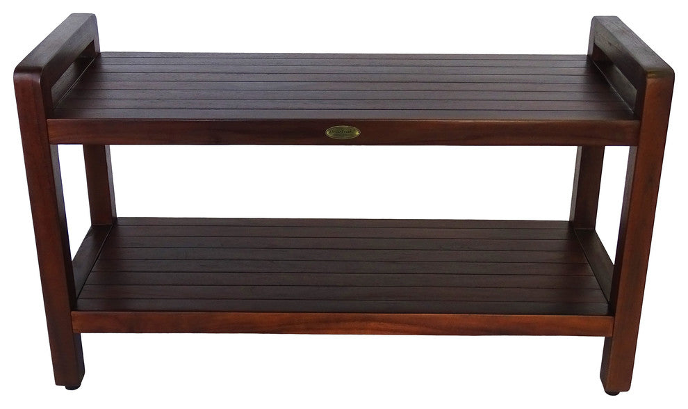 Classic Teak Shower Bench With LiftAid Arms, 35"x18"