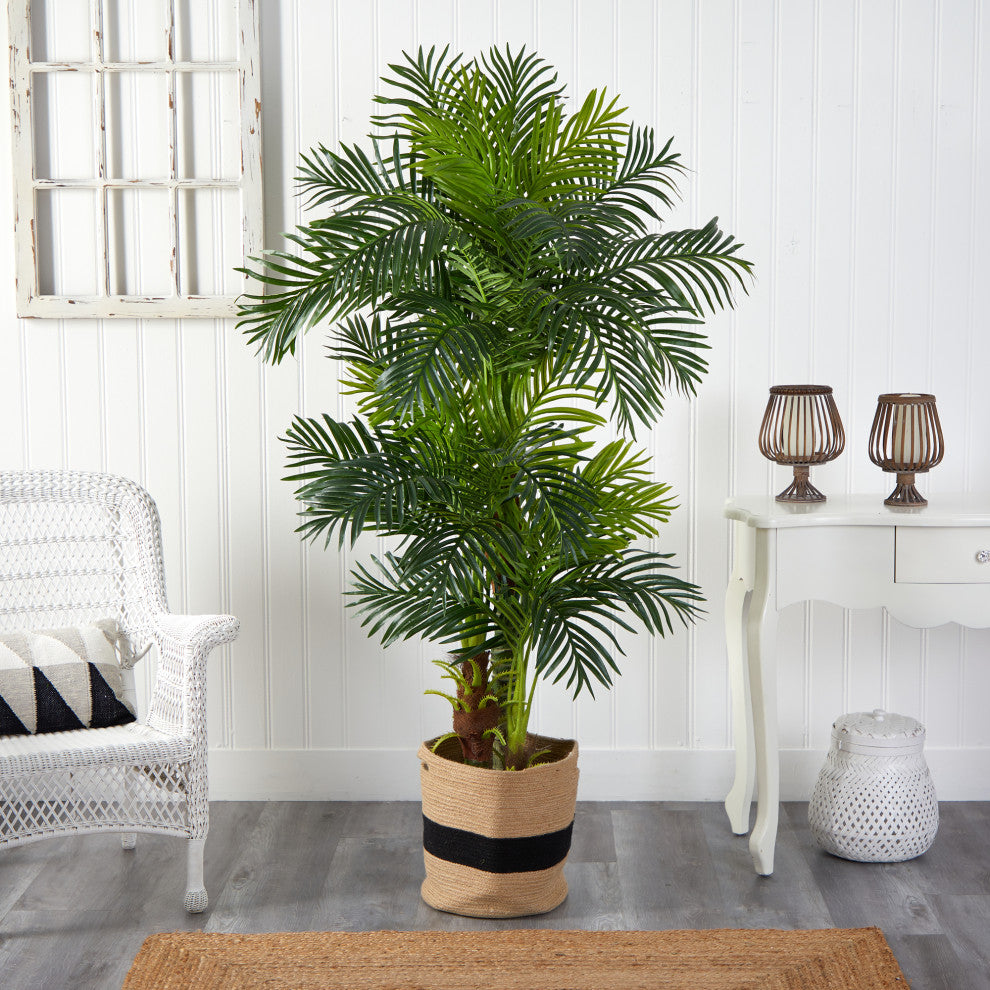T2984 6 Hawaii Artificial Palm Tree in Handmade Natural Cotton Planter