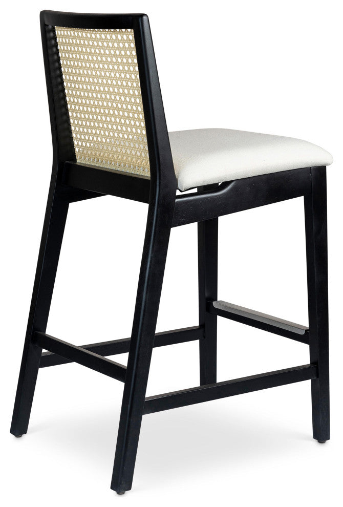 Modern Brazilian, Nardia, Cane Counter Stool, Ebano/Natural/Alabaster