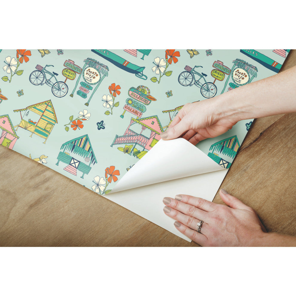 Holalola Caribbean Peel and Stick Wallpaper, Blue
