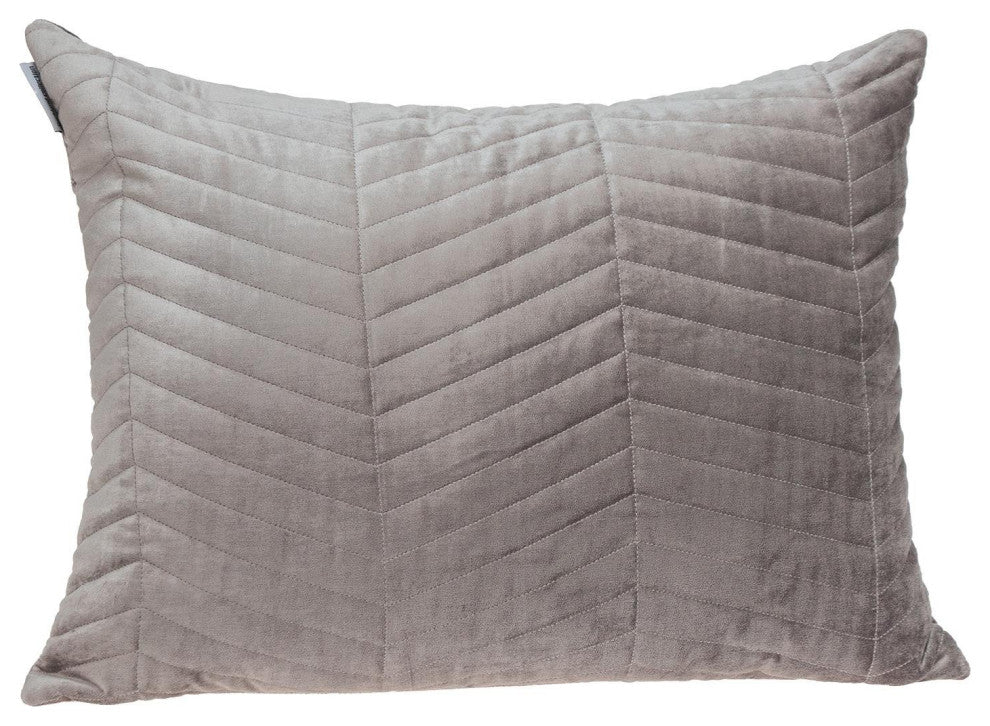 Taupe Quilted Velvet Zig Zag Decorative Lumbar Pillow