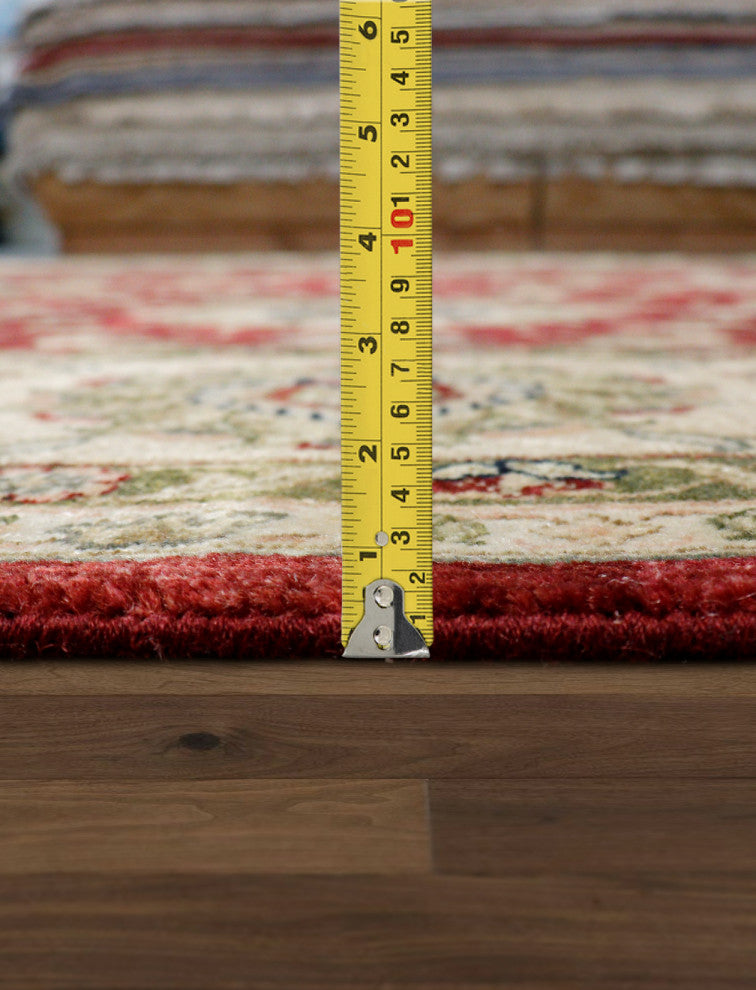 Pasargad Home Agra Collection Red Lamb's Wool Area Rug, 9'8"x13'3"