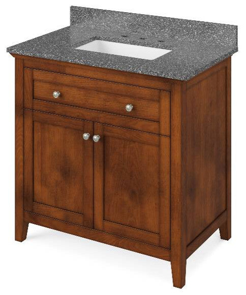 Chatham Traditional 36" Chocolate Single Sink Vanity, Boulder Cultured Marble Va