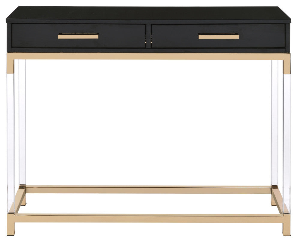 Adiel Console Table, Black and Gold Finish