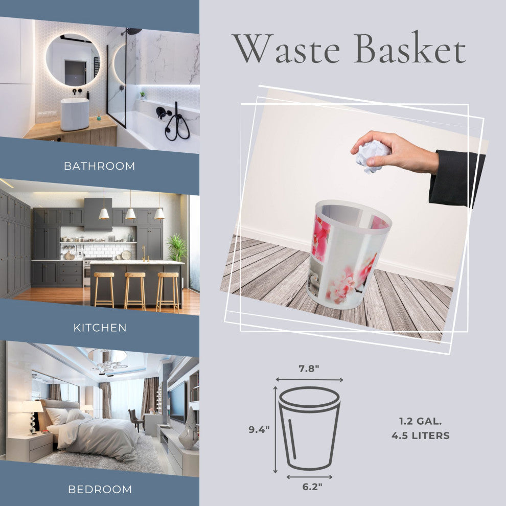 Waste Basket "“ 4.5L Decorative Plastic Trash Can for Home and Office, Orchid