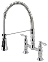 GS1271AL Two-Handle Deck-Mount Pull-Down Sprayer Kitchen Faucet, Polished Chrome