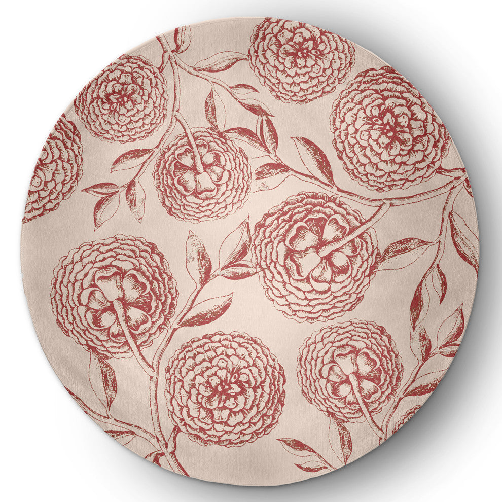 Antique Flowers Spring Chenille Rug, Red, 5' Round
