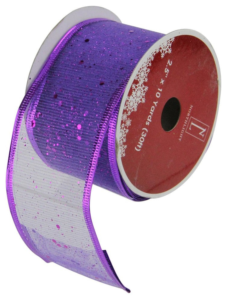 Shimmering Purple Wired Christmas Craft Ribbon