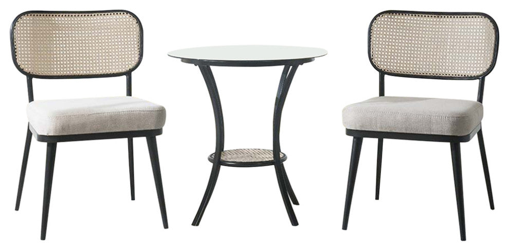 ACME Frydel 3-Piece Set Table and Chairs, Black Finish