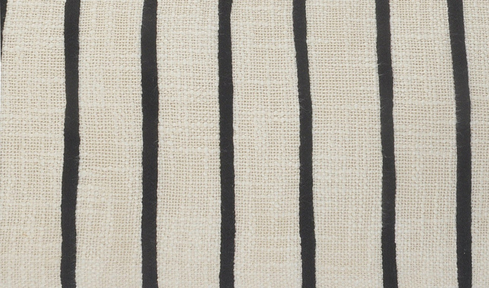 Stiped Ivory and Black Fringe Pillow