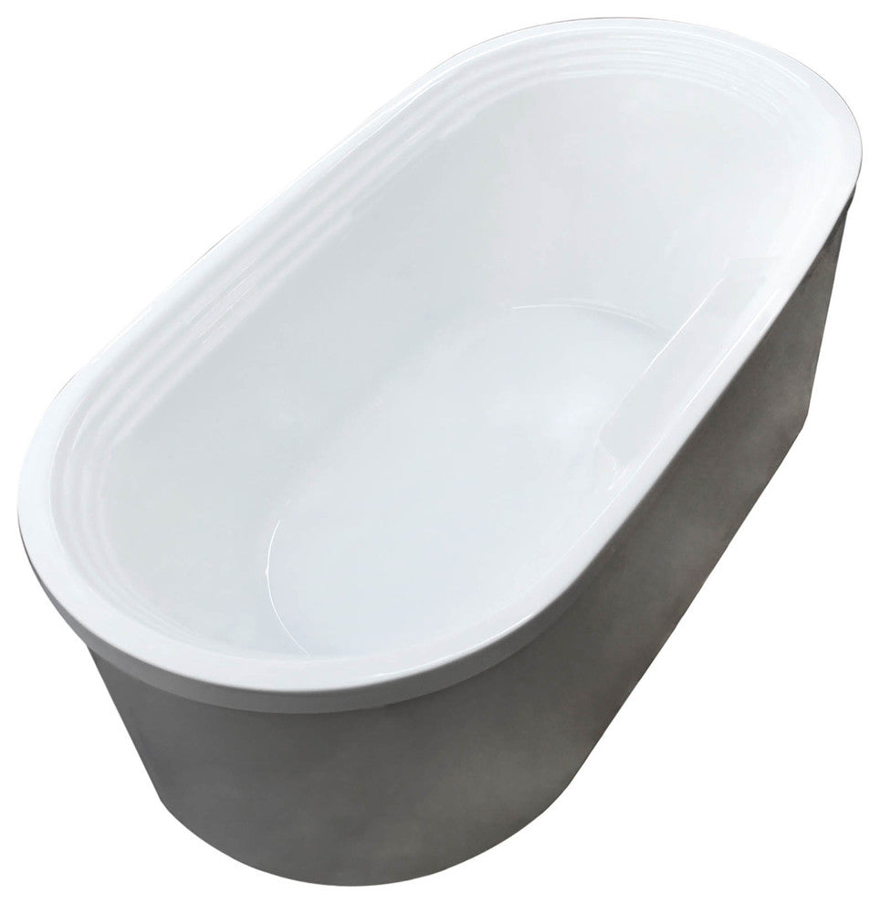 Lucien Oval Freestanding Bathtub, White, Soaker
