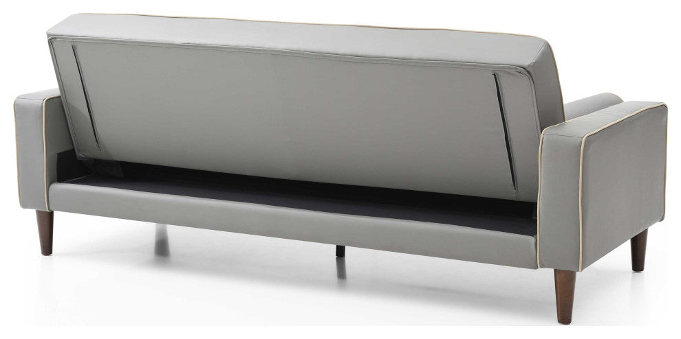 Andrews 85 in. W Flared Arm Faux Leather Straight Sofa, Gray