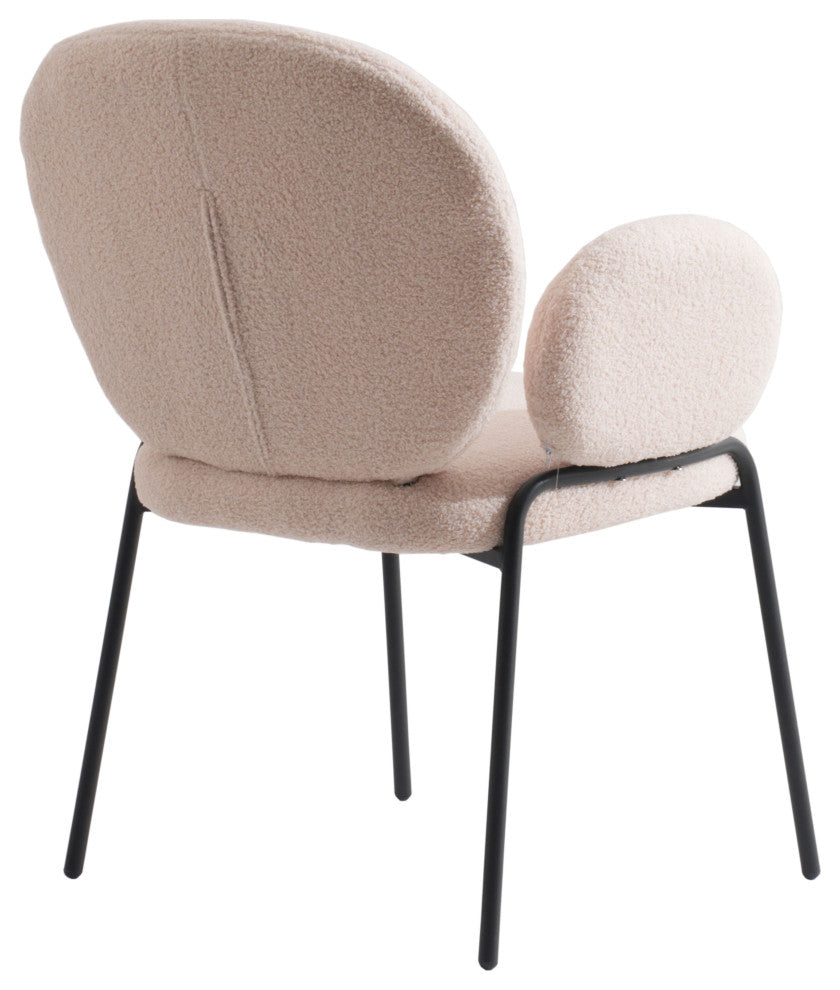 Celestial Boucle Dining Chairs Modern Upholstered with Iron Legs, Beige