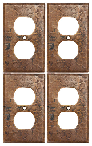 Copper Switchplate Single Duplex, 2-Hole Outlet Covers, Set of 4