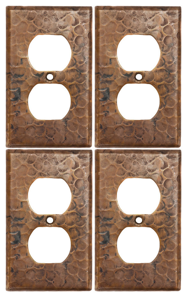 Copper Switchplate Single Duplex, 2-Hole Outlet Covers, Set of 4