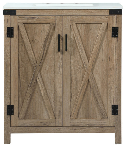 Home Living 19" Farmhouse Natural Oak-Light Bathroom Vanity
