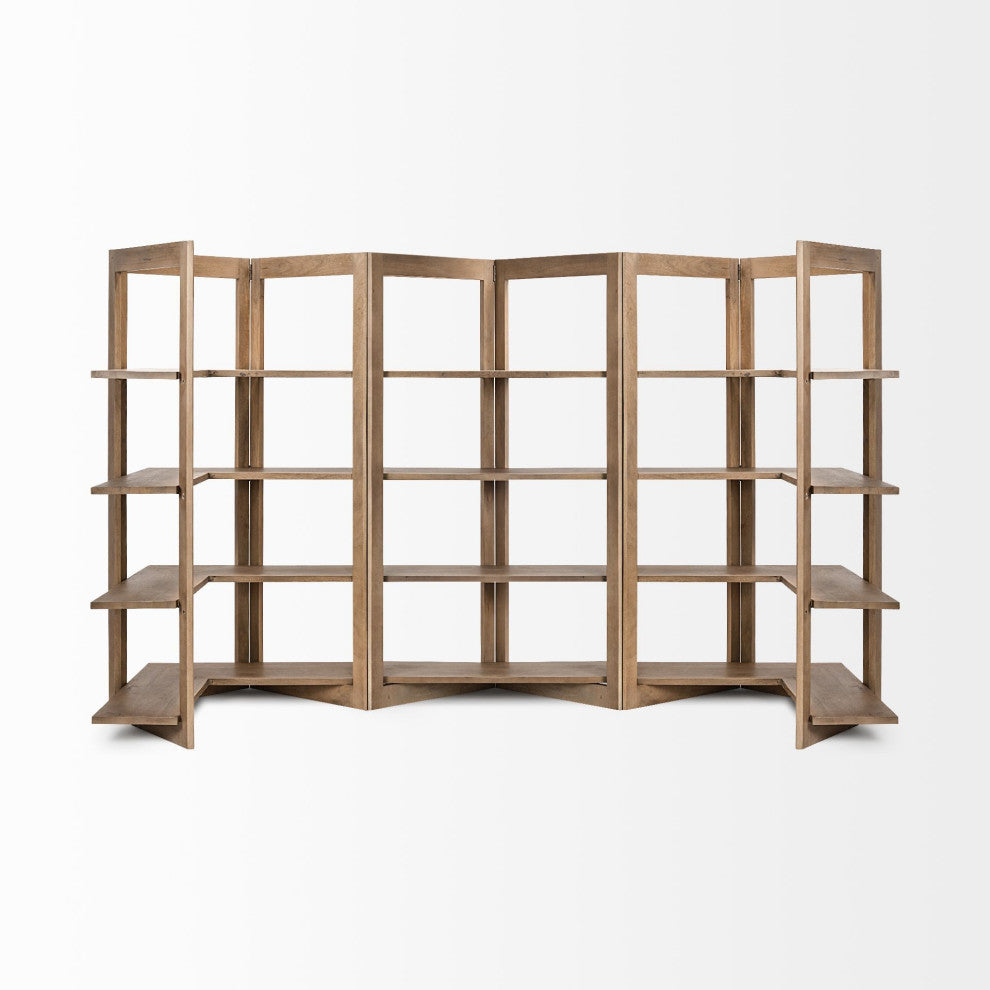 Light Brown Wooden Corner Shelving Unit