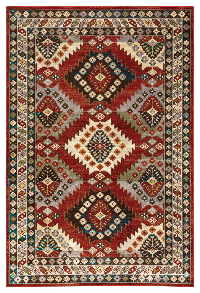 Oriental Weavers Juliette Red/ Multi Southwest/Lodge Indoor Area Rug 5'3"X7'3"