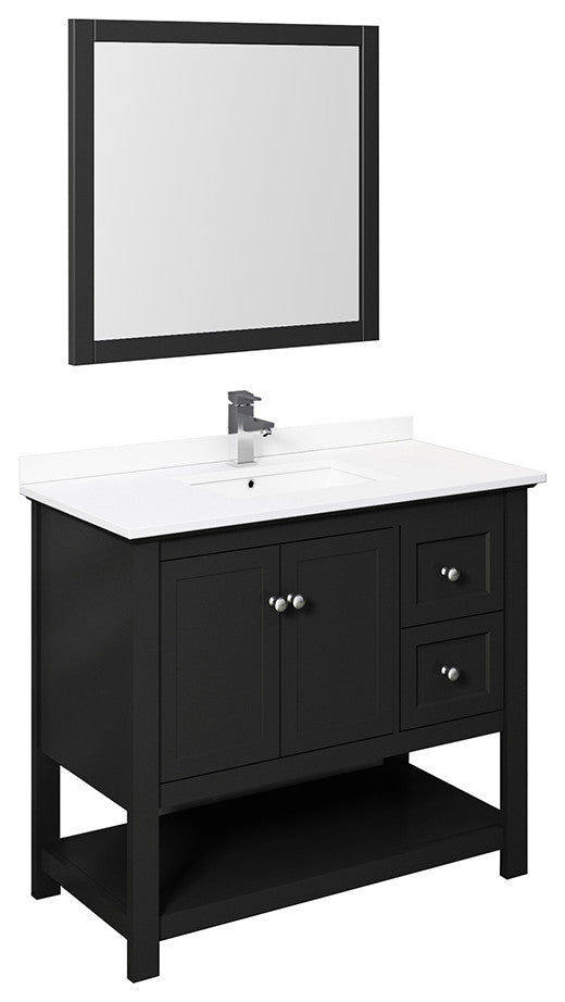 Fresca Manchester 40" Black Vanity With Mirror