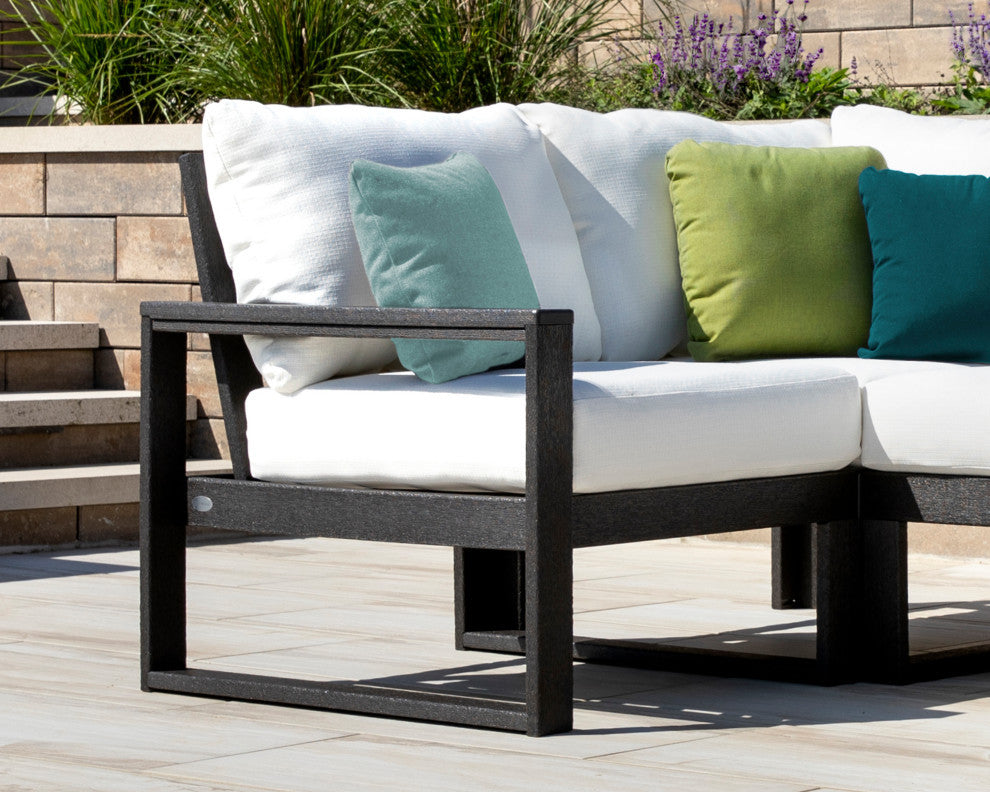 EDGE Modular Left Arm Chair, Teak / Dune Burlap
