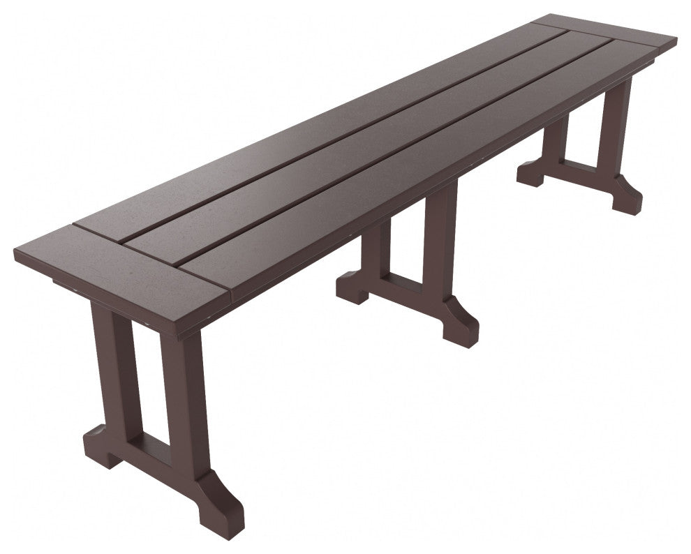 WestinTrends 65" Trestle Poly Lumber Outdoor Patio Accent Bench, Picnic Bench, Dark Brown