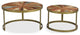 Delian Round coffee table with gold legs -set of 2