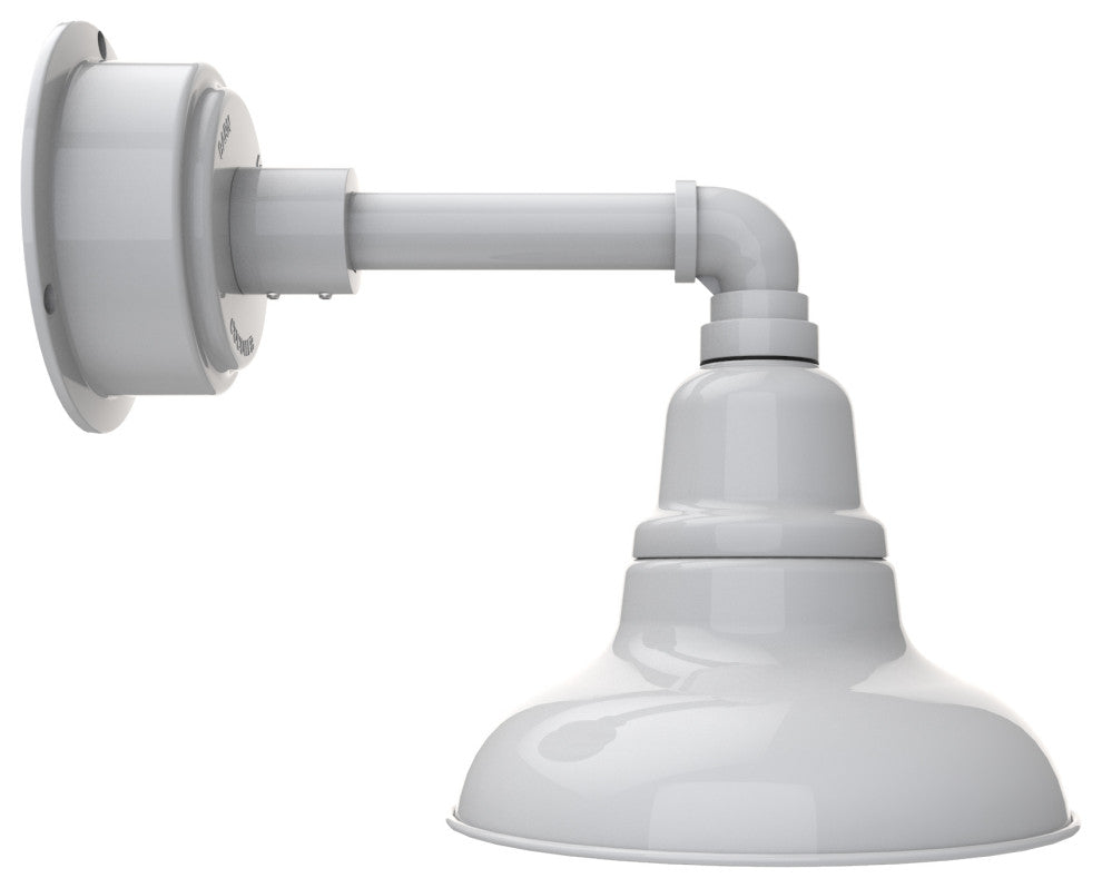 8in.  White Gooseneck Barn Light with Cosmopolitan Arm