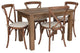 46" x 30" Antique Rustic Farm Table Set with 4 Cross Back Chairs and Cushions