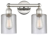 Edison Cobbleskill 2-Light 14" Vanity Light, Polished Nickel Finish, Clear Shade