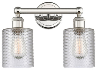 Edison Cobbleskill 2-Light 14" Vanity Light, Polished Nickel Finish, Clear Shade