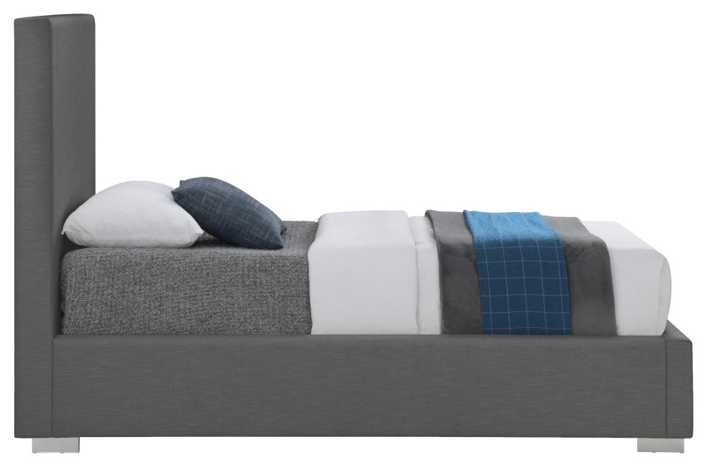 Crosby Linen Upholstered Bed, Gray, Twin