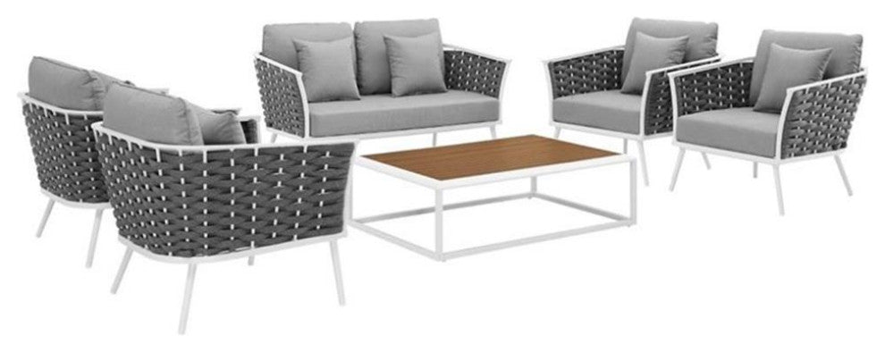 Stance 6 Piece Outdoor Patio Aluminum Sectional Sofa Set