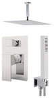 Aquamoon Milan 12" Showerhead, Handshower With Ceiling Arm, Brushed Nickel