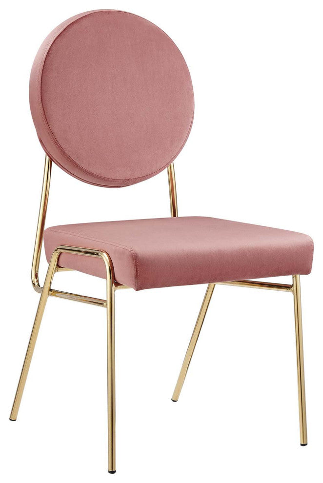 Craft Performance Velvet Dining Side Chair, Gold Dusty Rose