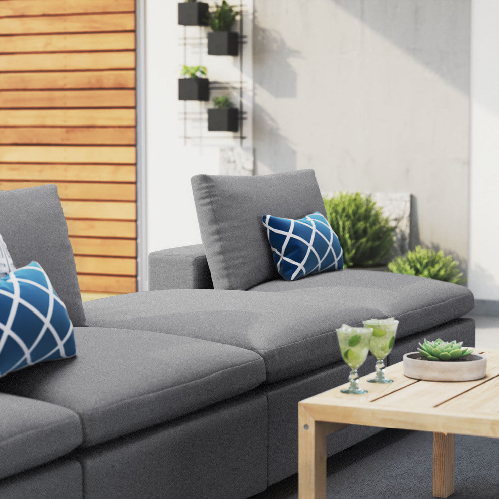 Modular Lounge Sectional Deep Sofa Set, Sunbrella, Gray, Modern, Outdoor