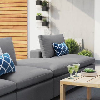 Modular Lounge Sectional Deep Sofa Set, Sunbrella, Gray, Modern, Outdoor