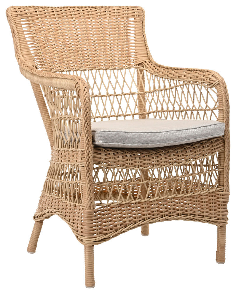 Marie Armchair With Cushion, Natural Finish, Sailcloth Seagull Upholstery