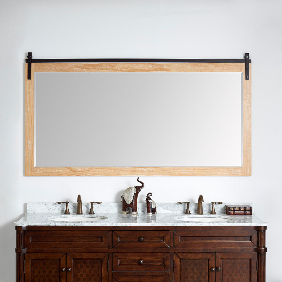 Cortes Rectangular Wall Mount Mirror, Weathered Pine, 72"