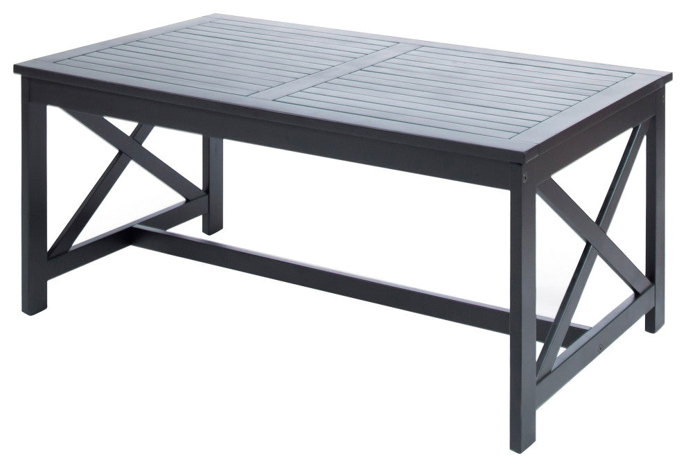 GDF Studio Newman Indoor Farmhouse Finished Acacia Wood Coffee Table, Black