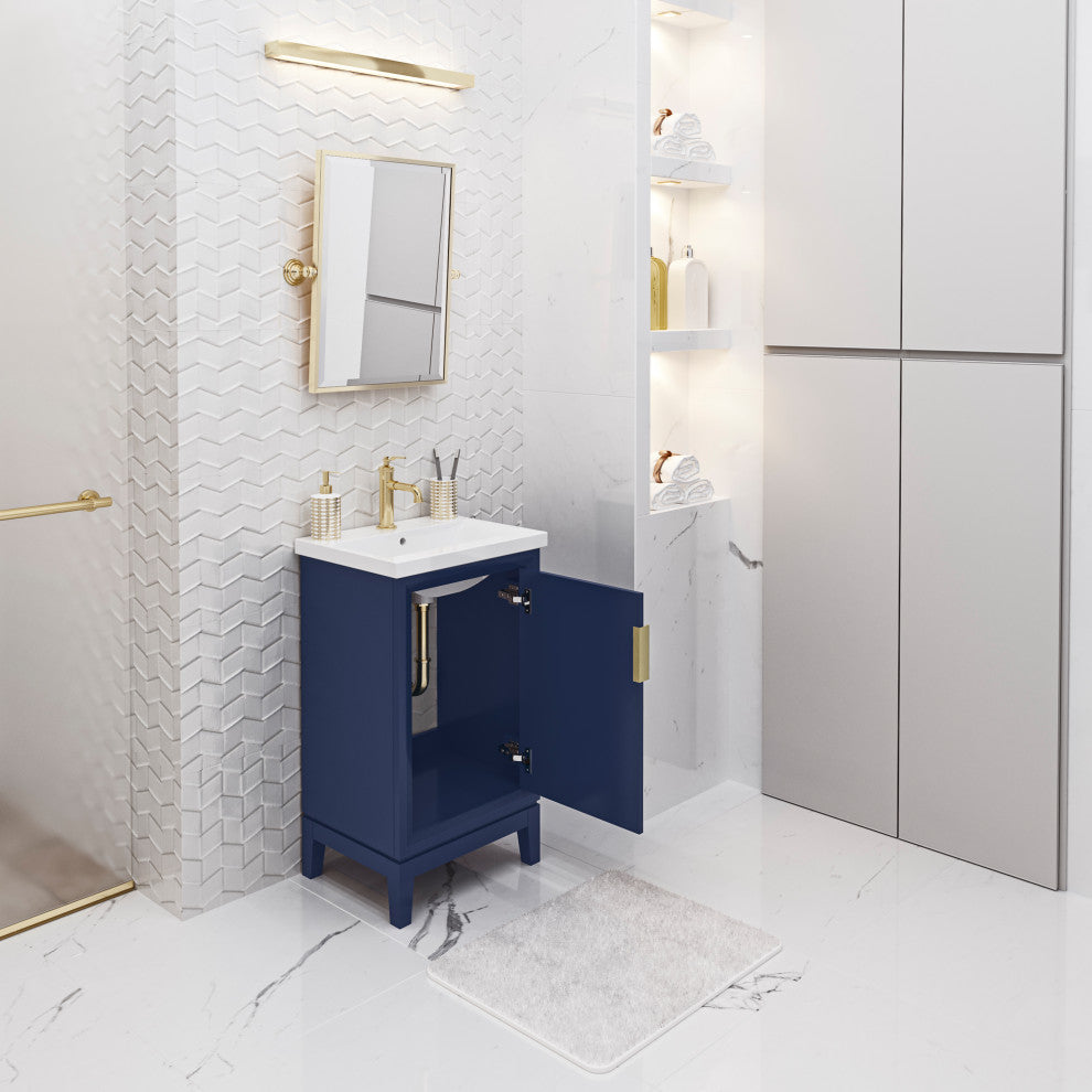 Elsa 20 In. Ceramic Sink Top Vanity in Monarch Blue with Single Faucet