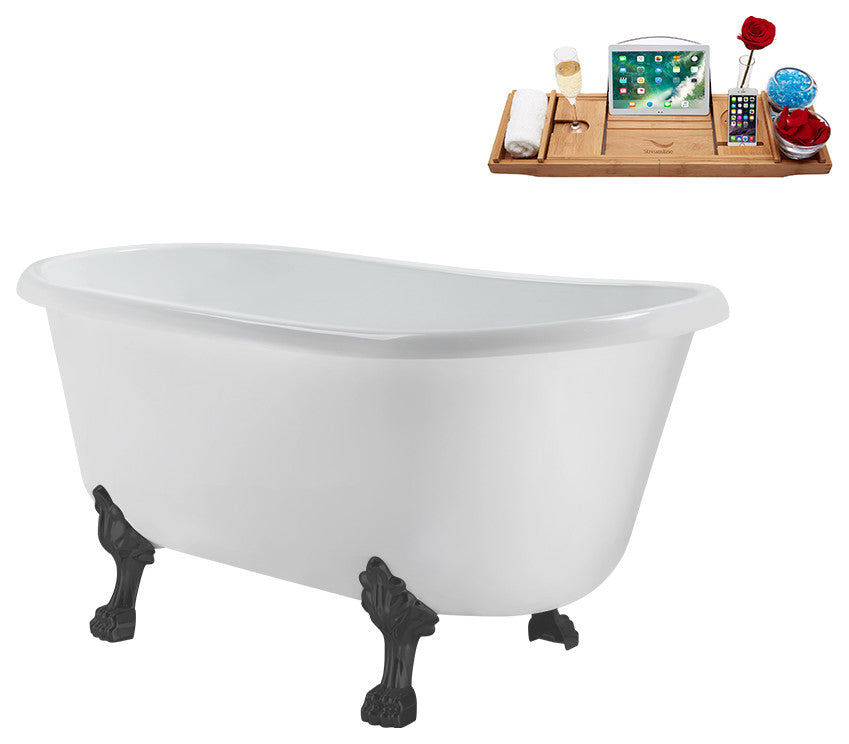 57'' Streamline N375BGM-IN-GLD Soaking Clawfoot Tub and Tray with Internal Drain