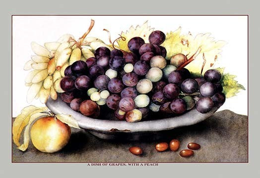 A Dish of Grapes and Peaches- Gallery Wrapped Canvas Art 28" x 42"