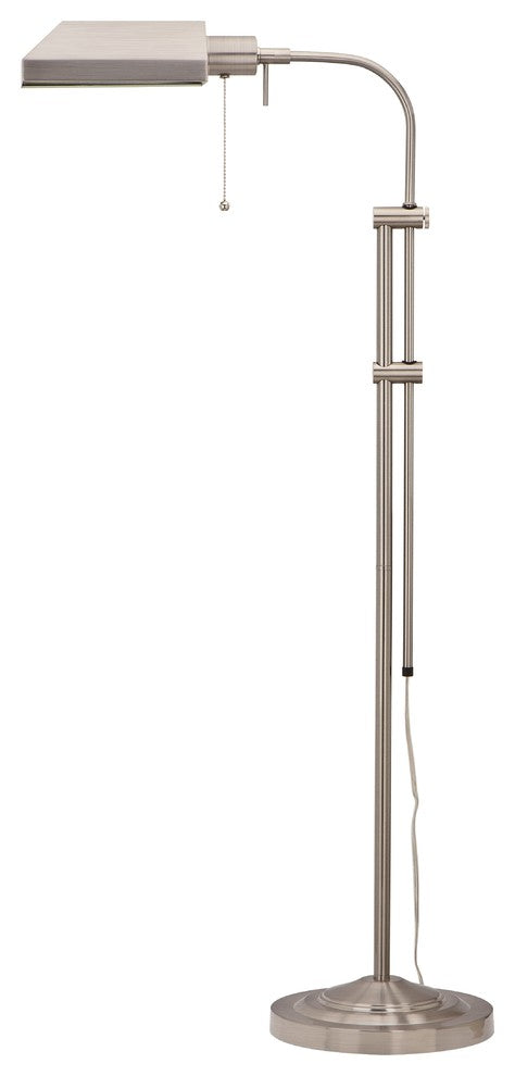 Cal Lighting Pharmacy Floor Lamp With Adjustable Pole, Brushed Steel