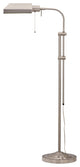 Cal Lighting Pharmacy Floor Lamp With Adjustable Pole, Brushed Steel