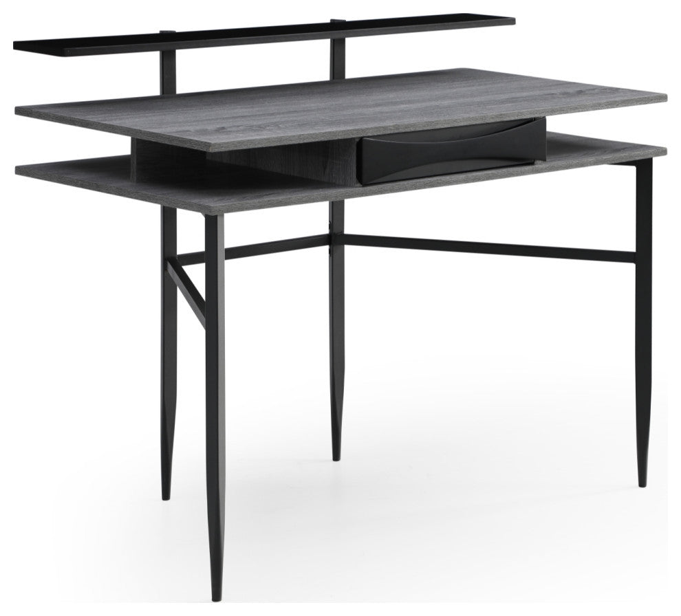 Loft Lyfe Nechama Desk, 1 Storage Drawer, Gray/Black 43.3Lx22.8Wx34.8H